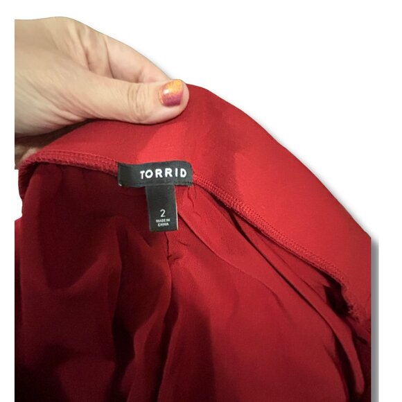 EUC Torrid Red HOT Midi Super Soft Shirred Pencil Skirt Size 2 - Picture 6 of 6